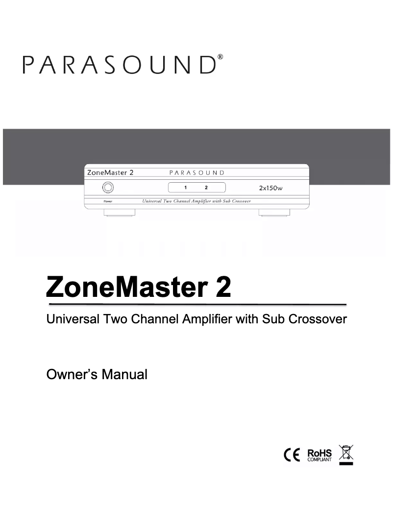 Page n°1 - Manuel utilisateur Parasound ZoneMaster 2
