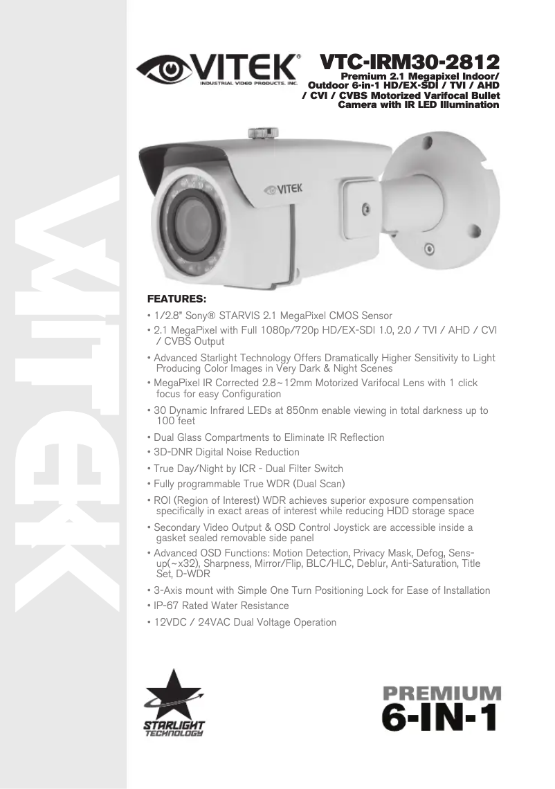 Image de la première page du manuel de l'appareil VTC-IRM30-2812