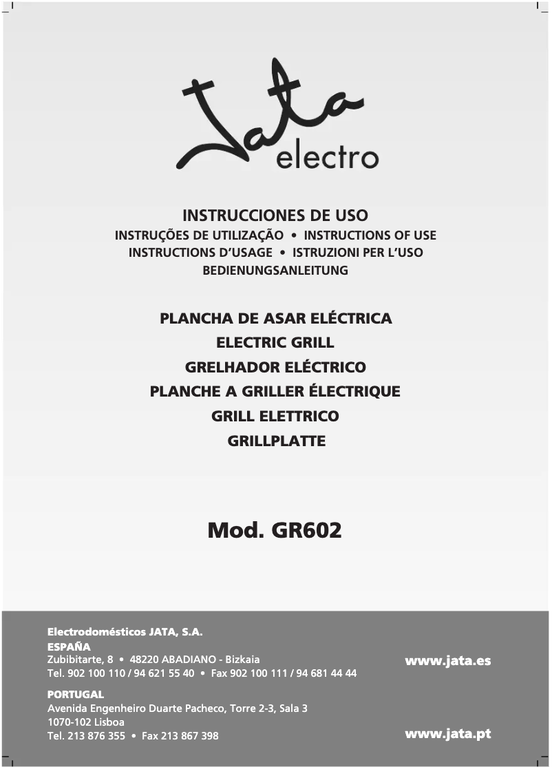 Page n°1 - Manuel utilisateur Jata GR602
