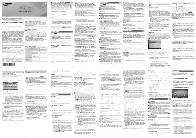 Page 1 de la notice Manuel utilisateur Samsung UN50J5000