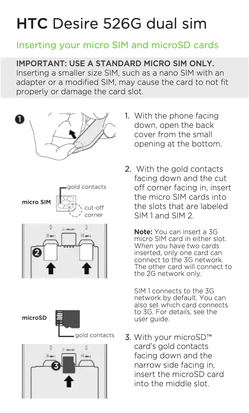 Page 1 de la notice Manuel utilisateur HTC Desire 526G Dual sim