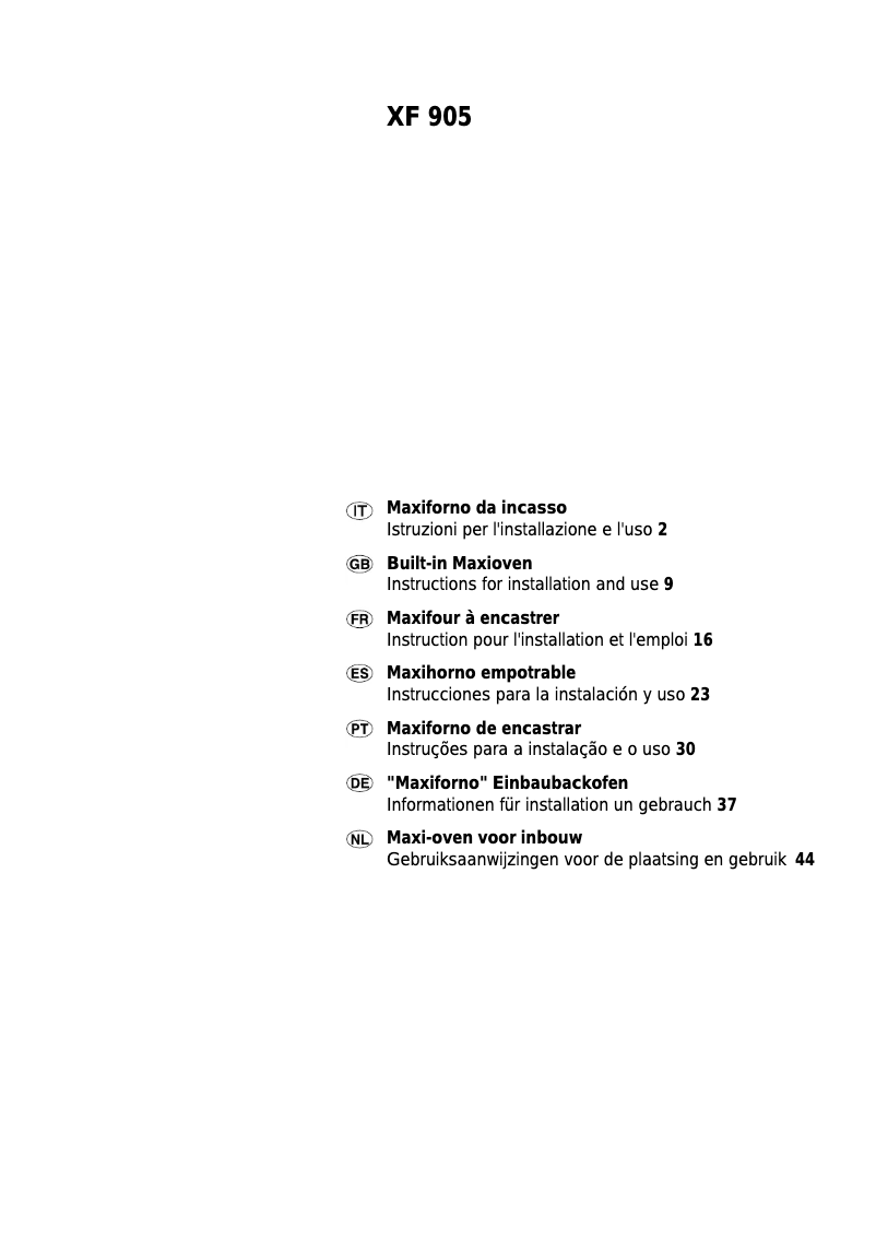 Page 1 de la notice Manuel utilisateur Ariston Thermo XF 905
