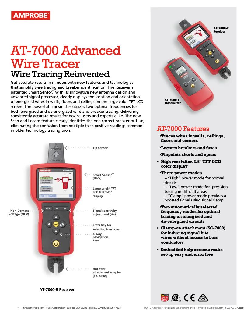Page 1 de la notice Fiche technique Amprobe SC-7000