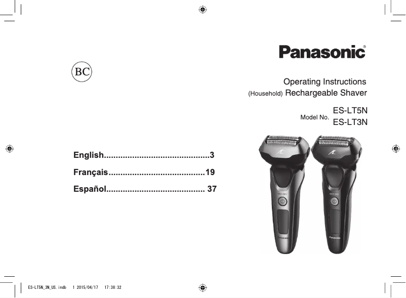 Page 1 de la notice Manuel utilisateur Panasonic ES-LT5N