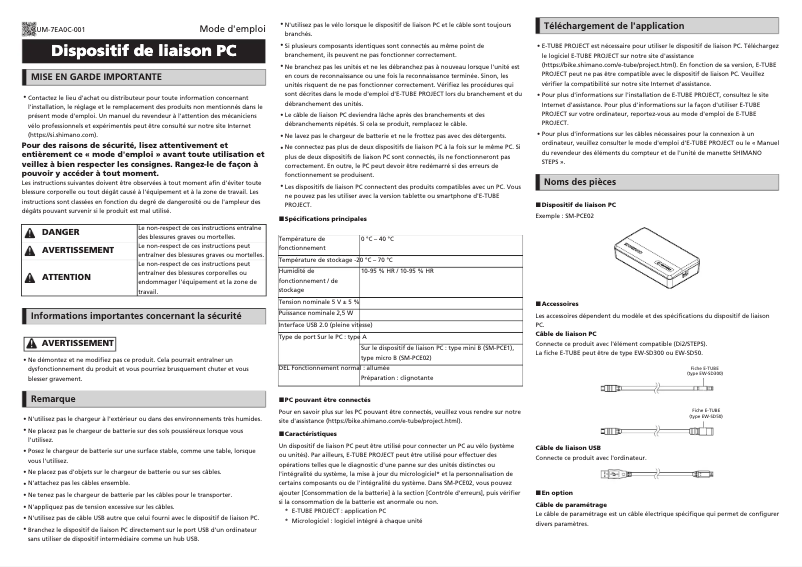 Página 1 del manual Manual de usuario Shimano SM-PCE1