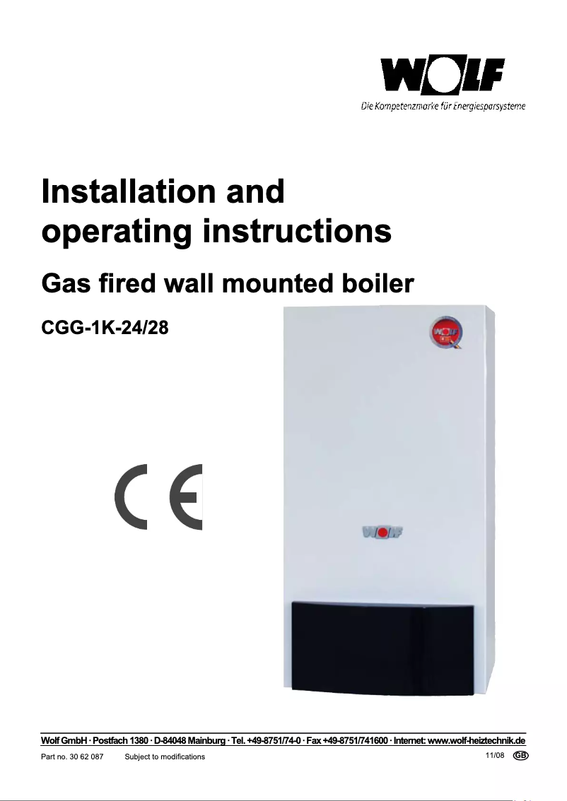 Page 1 de la notice Manuel utilisateur Wolf CGG-1K-24