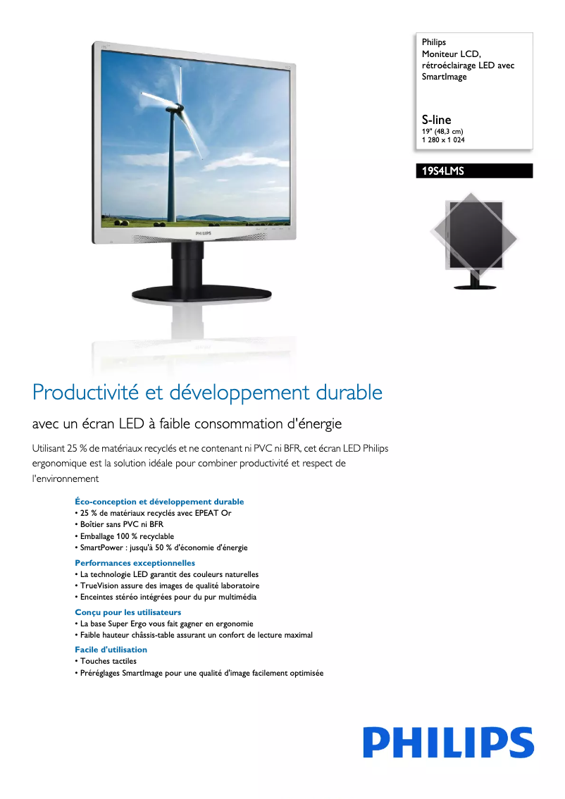 Page 1 of the manual Technical Sheet Philips Brilliance 19S4LMS