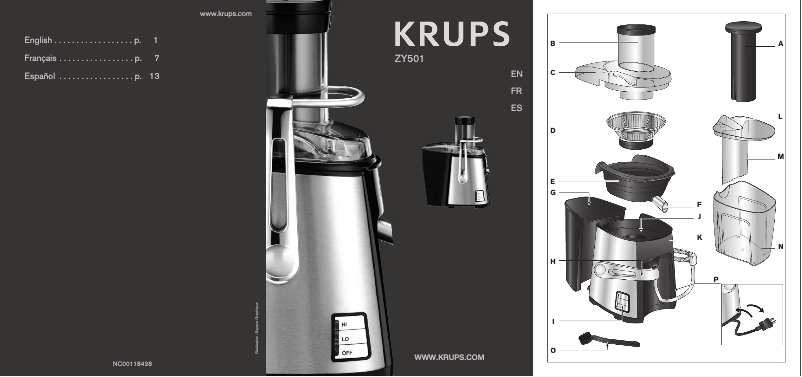 Page n°1 - Manuel utilisateur Krups ZY501