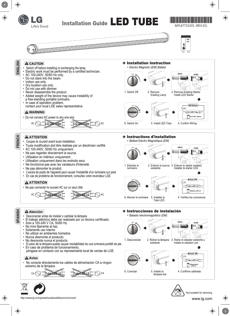Page 1 de la notice Manuel utilisateur LG T4B22BD5FEA