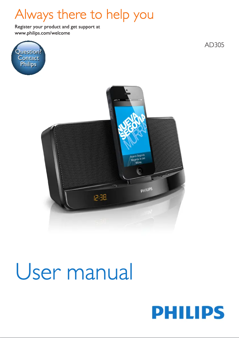 Page 1 de la notice Manuel utilisateur Philips AD305
