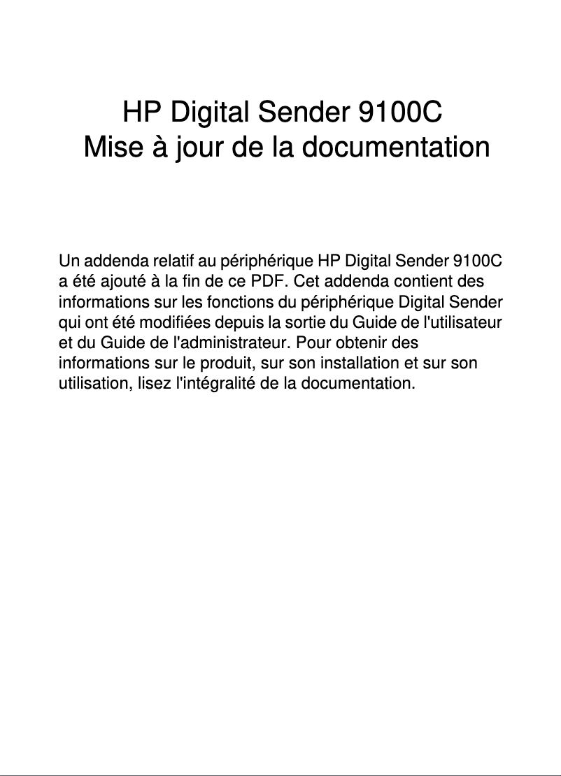 Page n°1 - Manuel utilisateur HP 9100C