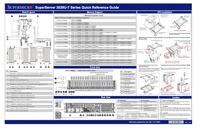 Page 1 de la notice Guide de démarrage rapide Supermicro SuperServer 2029U-TRT