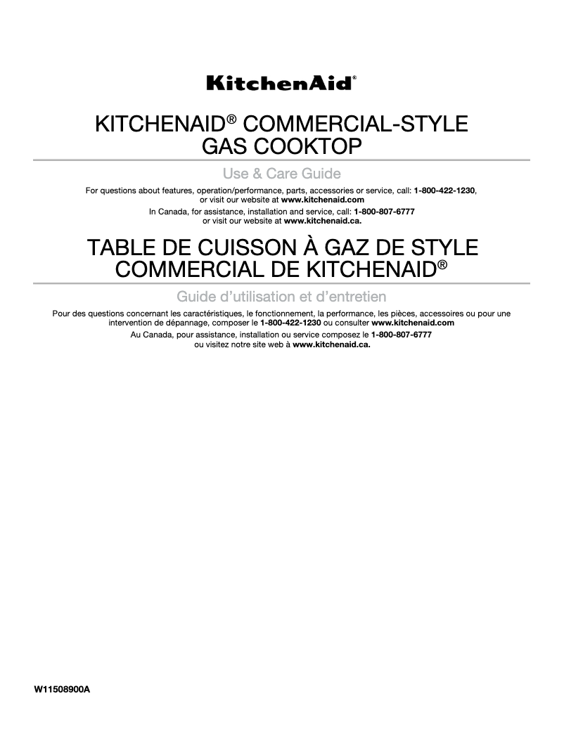 Page n°1 - Manuel d'utilisation et d'entretien KitchenAid KCGC500JSS