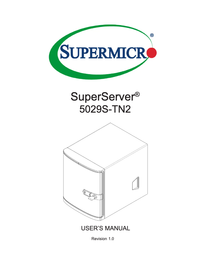 Page 1 de la notice Manuel utilisateur Supermicro SuperServer 5029S-TN2