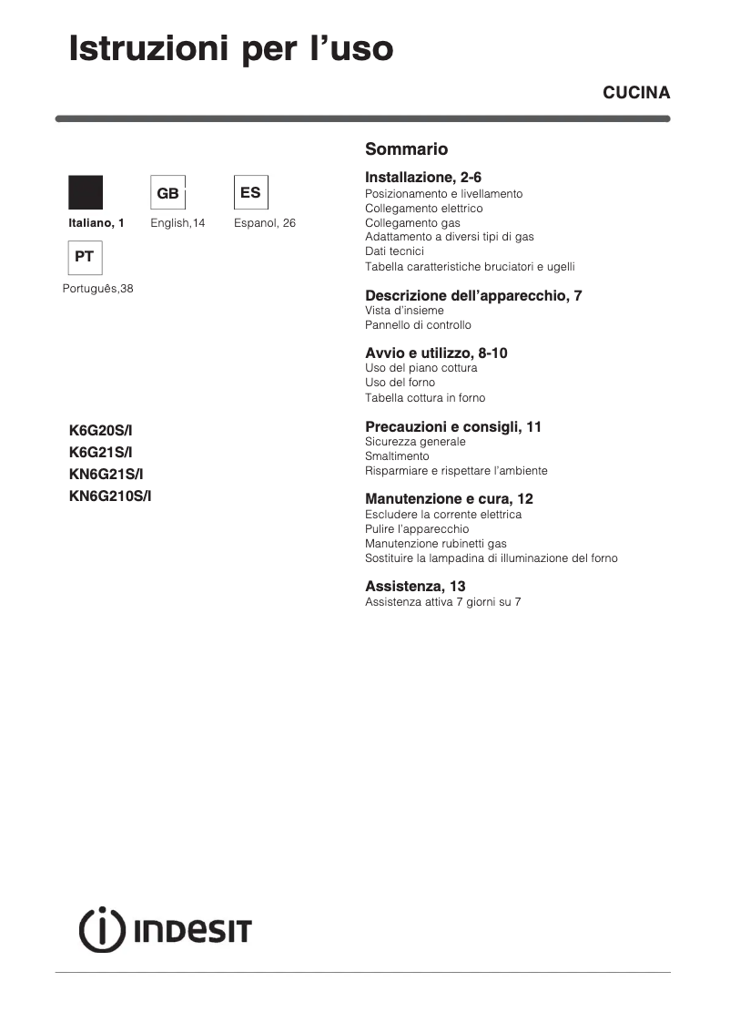 Page n°1 - Manuel utilisateur Indesit KN6G210S(W)/I