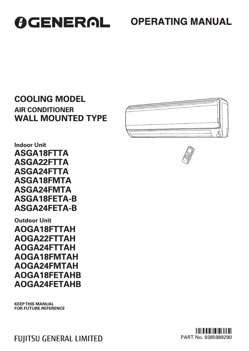 Image de la première page du manuel de l'appareil ASGA22FTTC-B