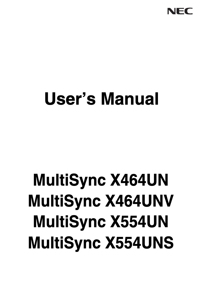 Página 1 del manual Manual de usuario NEC MultiSync X464UN-TMX9P