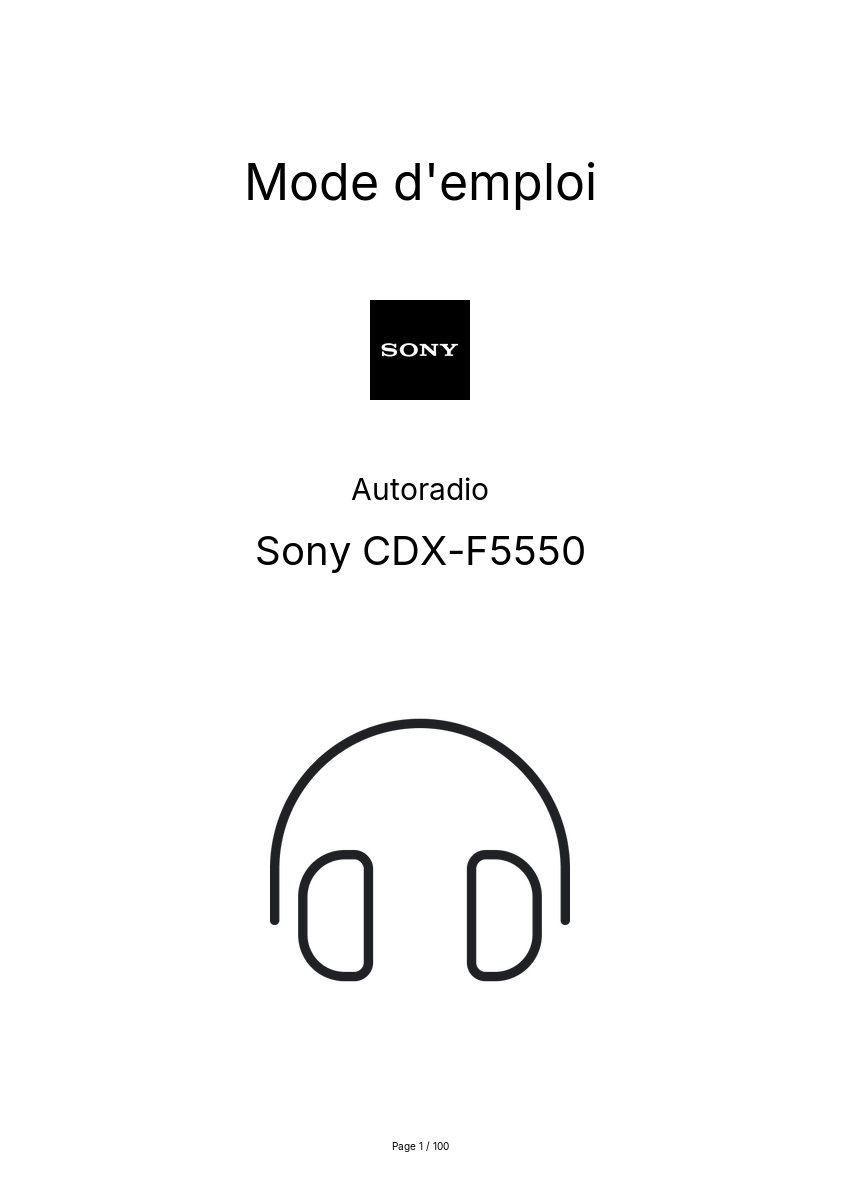 Image de la première page du manuel de l'appareil CDX-F5550