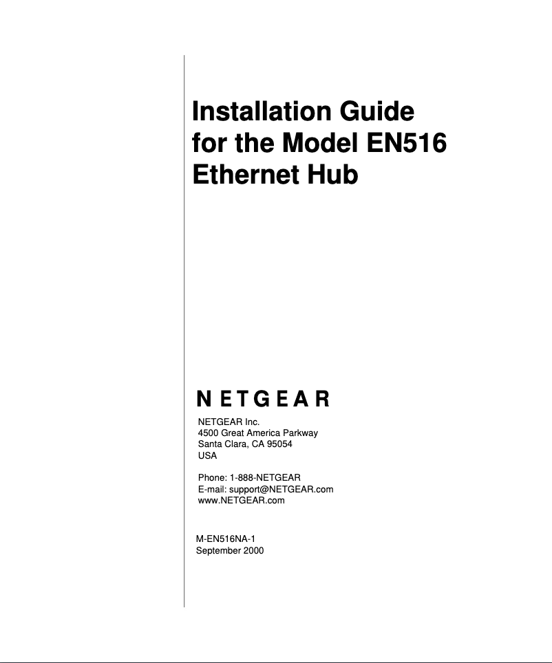 Page n°1 - Manuel utilisateur Netgear EN516