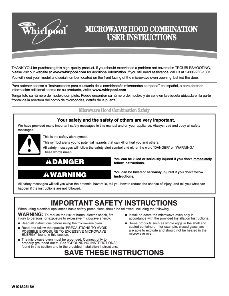 Page 1 de la notice Manuel utilisateur Whirlpool WMH2175XVS