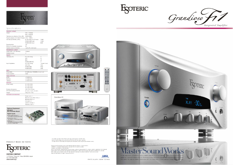 Page 1 de la notice Brochure Esoteric Grandioso F1