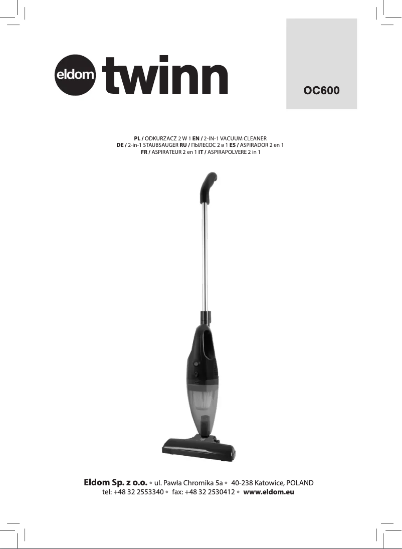 Image de la première page du manuel de l'appareil Twinn OC600