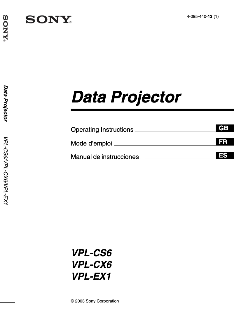 Image de la première page du manuel de l'appareil VPL-CS6