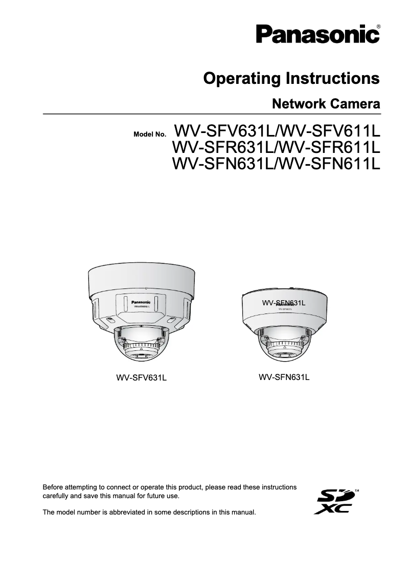 Image de la première page du manuel de l'appareil WV-SFV631L