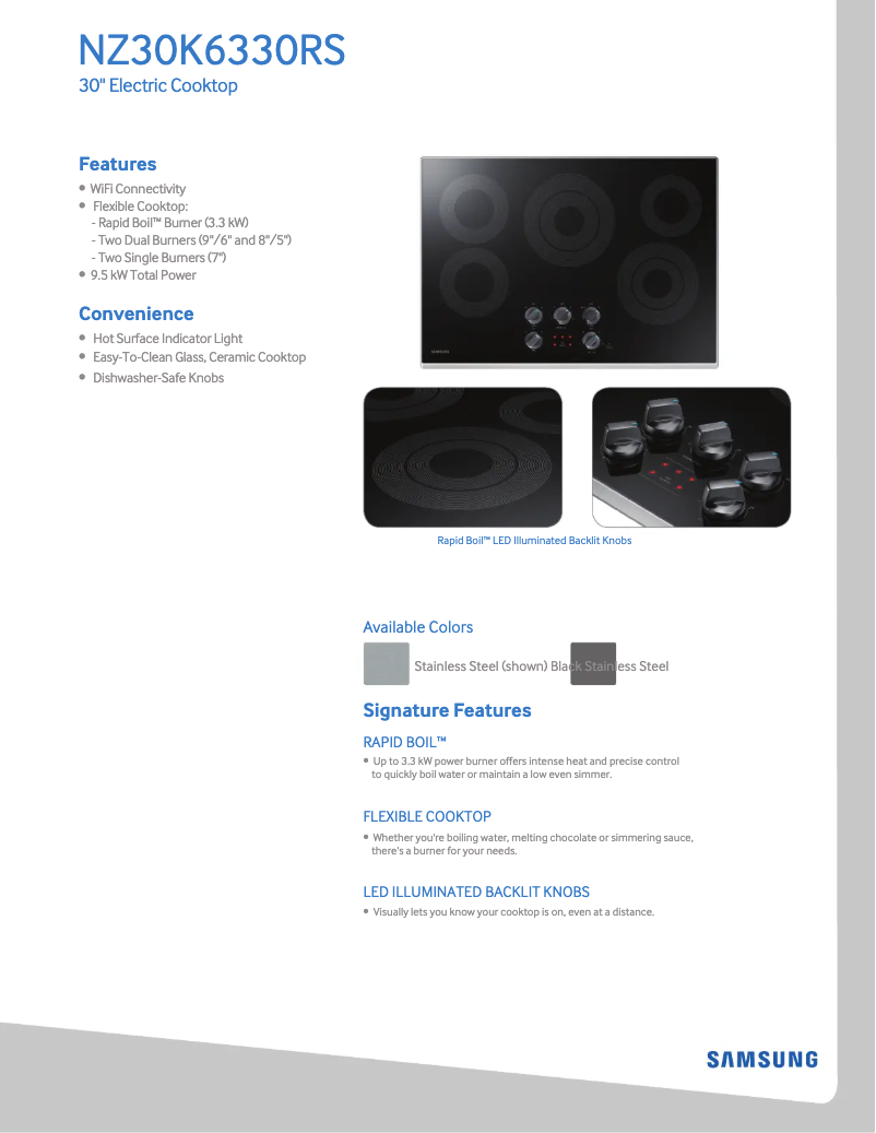 Page n°1 - Informations de garantie Samsung NZ30K6330RS