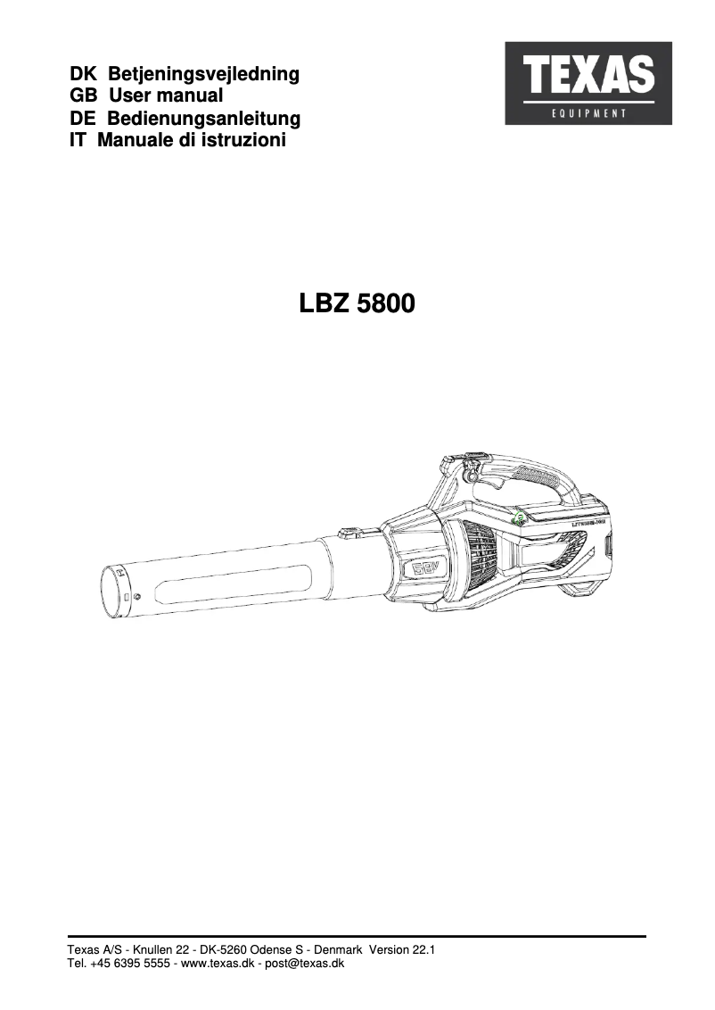 Página 1 del manual Manual de usuario Texas LBZ 5800