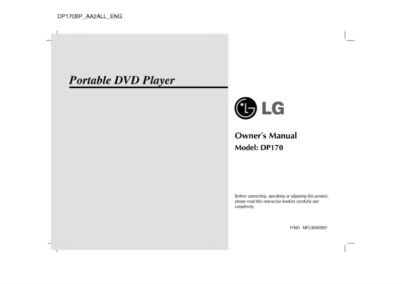 Image de la première page du manuel de l'appareil DP170BP