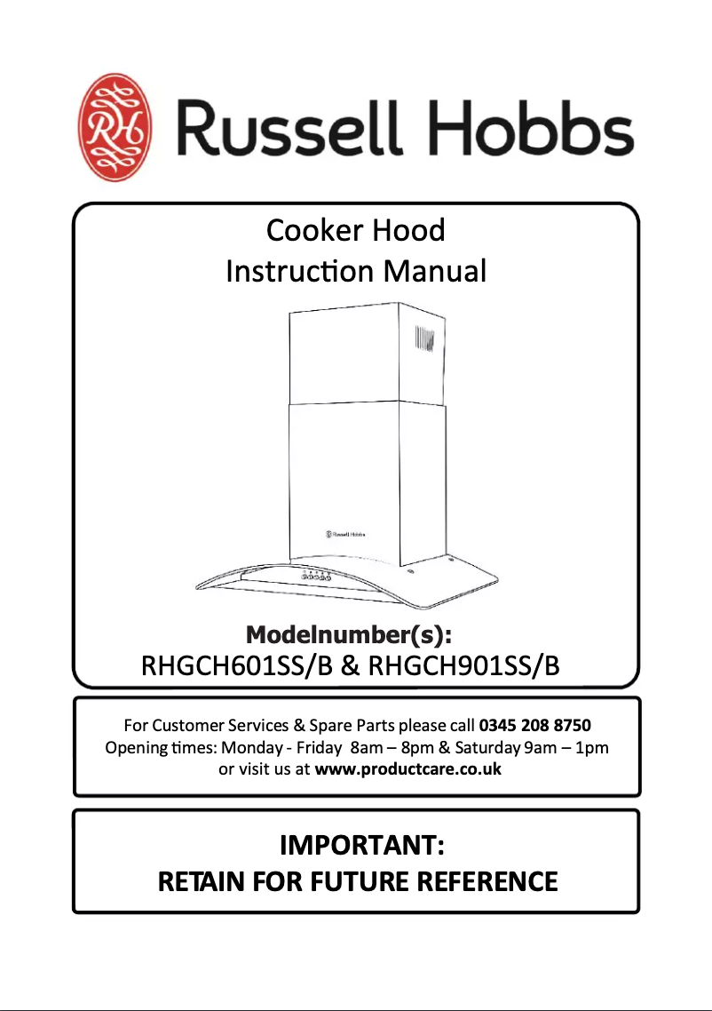 Page 1 de la notice Manuel utilisateur Russell Hobbs RHGCH901SS