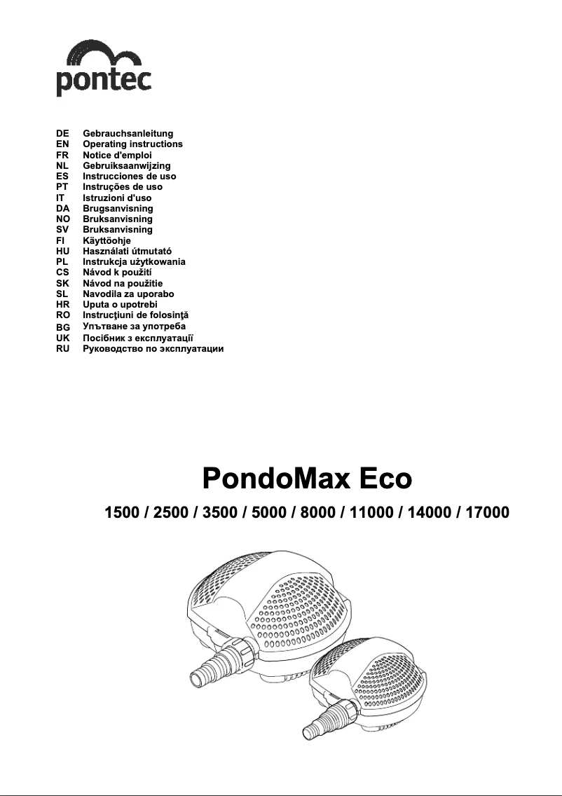 Page n°1 - Manuel utilisateur Pontec PondoMax Eco 3500