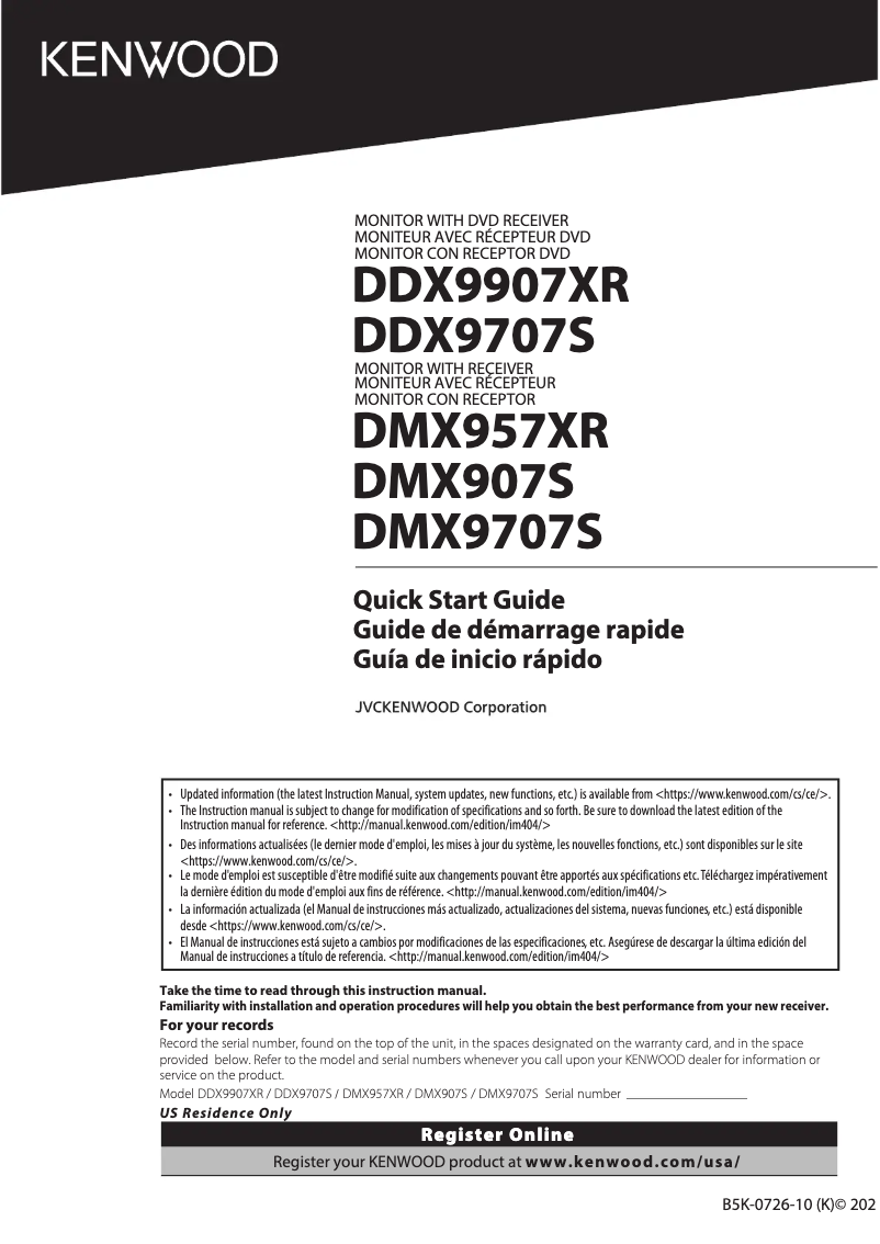 Page n°1 - Manuel utilisateur Kenwood DDX9707XR