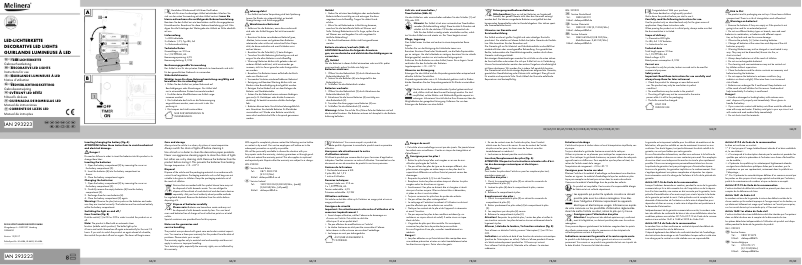 Page 1 de la notice Manuel utilisateur Melinera IAN 293223