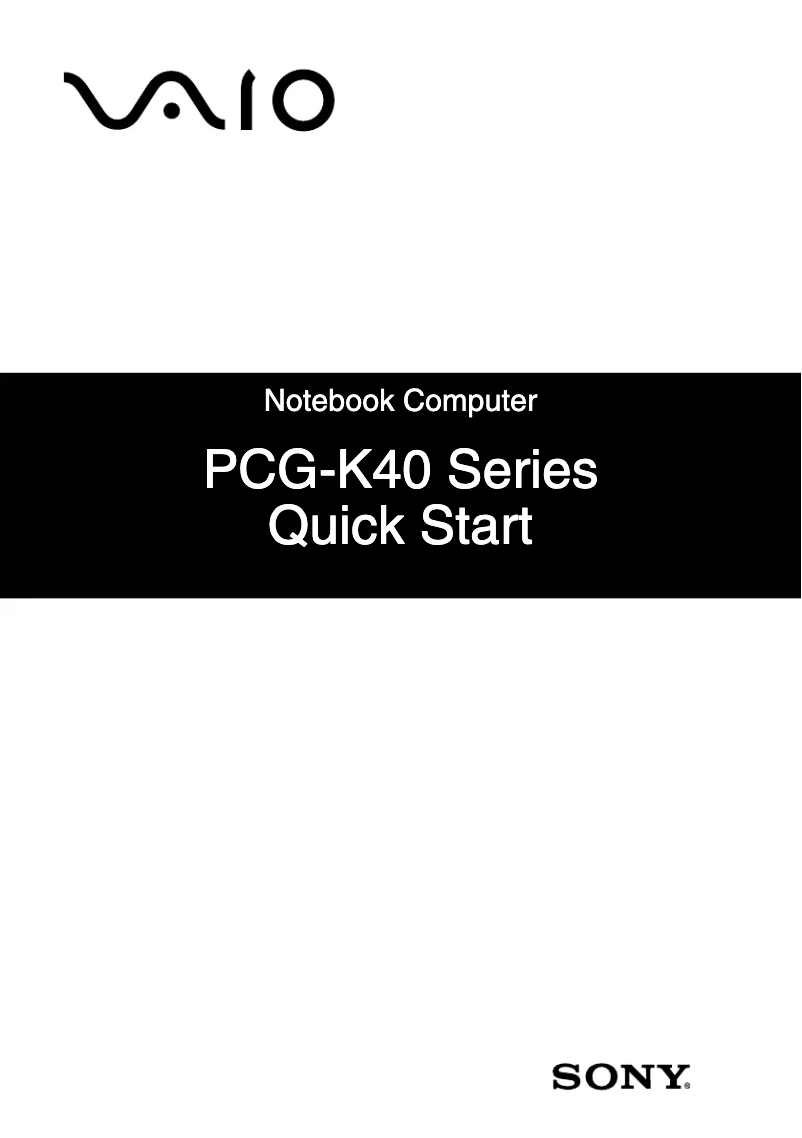 Image de la première page du manuel de l'appareil Vaio PCG-K47