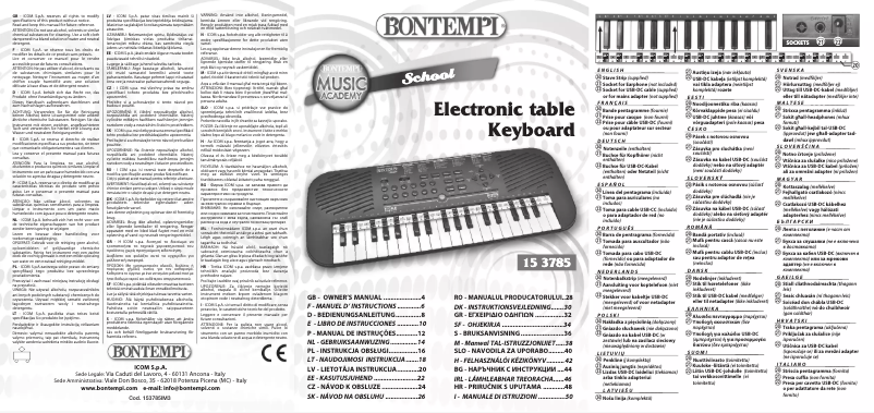 Page 1 de la notice Manuel utilisateur Bontempi 15 3785