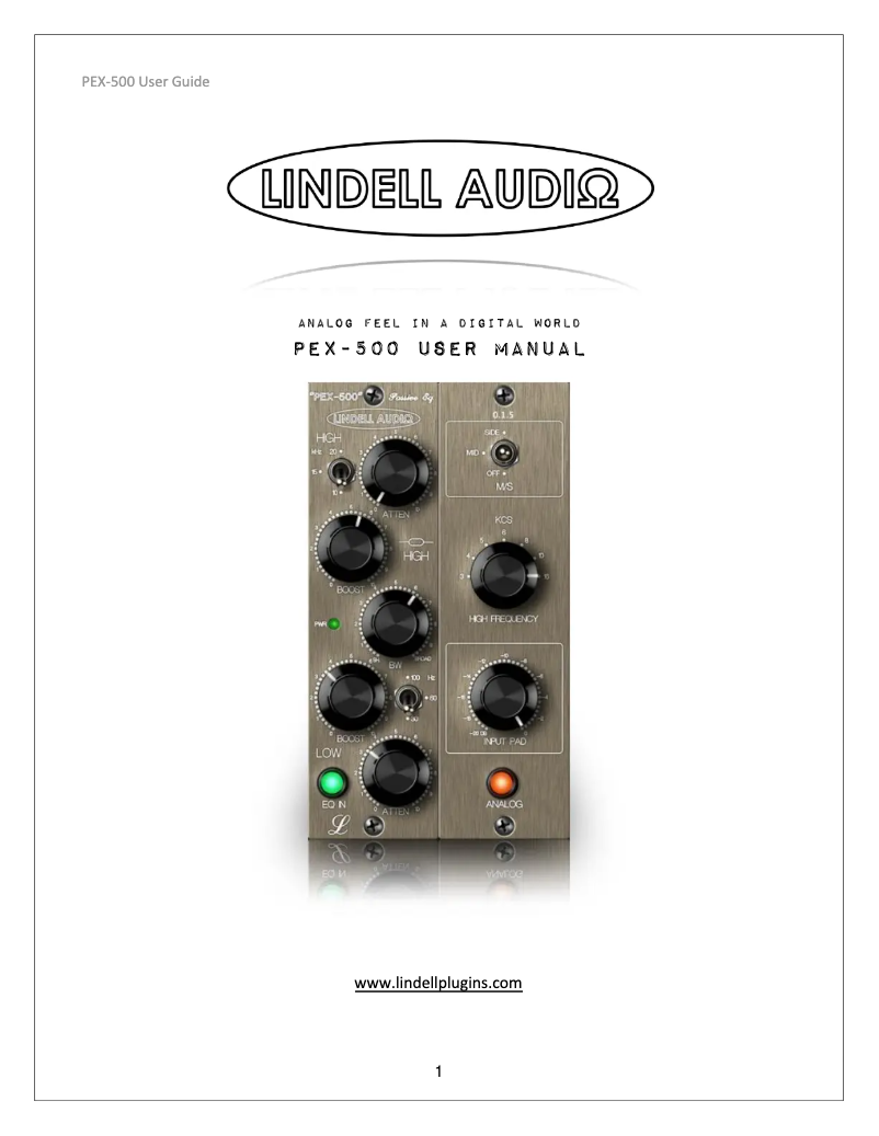 Page n°1 - Manuel utilisateur Lindell Audio PEX-500
