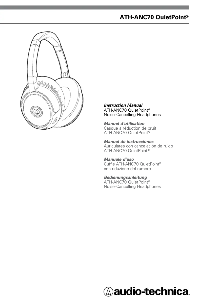 Page 1 de la notice Manuel utilisateur Audio-Technica ATH-ANC70 QuietPoint