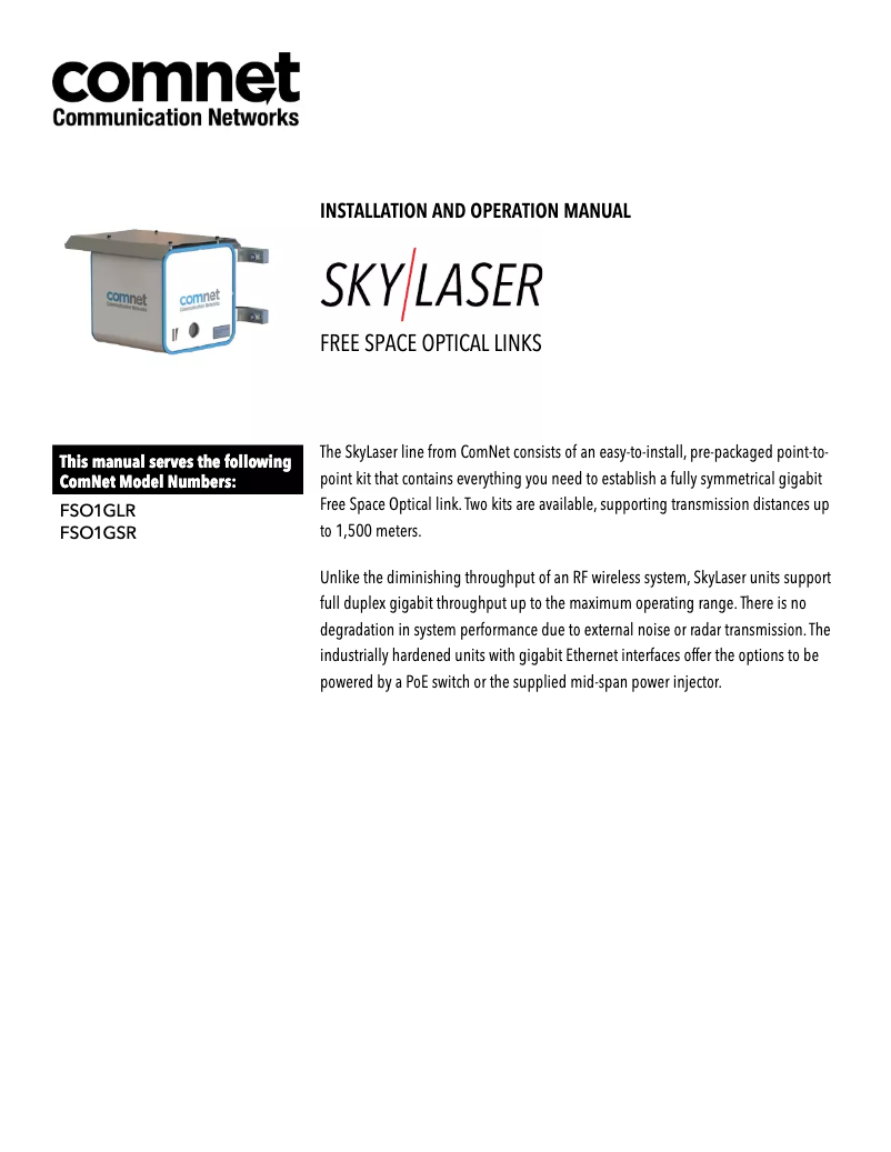 Página 1 del manual Manual de usuario ComNet FSO1GSR