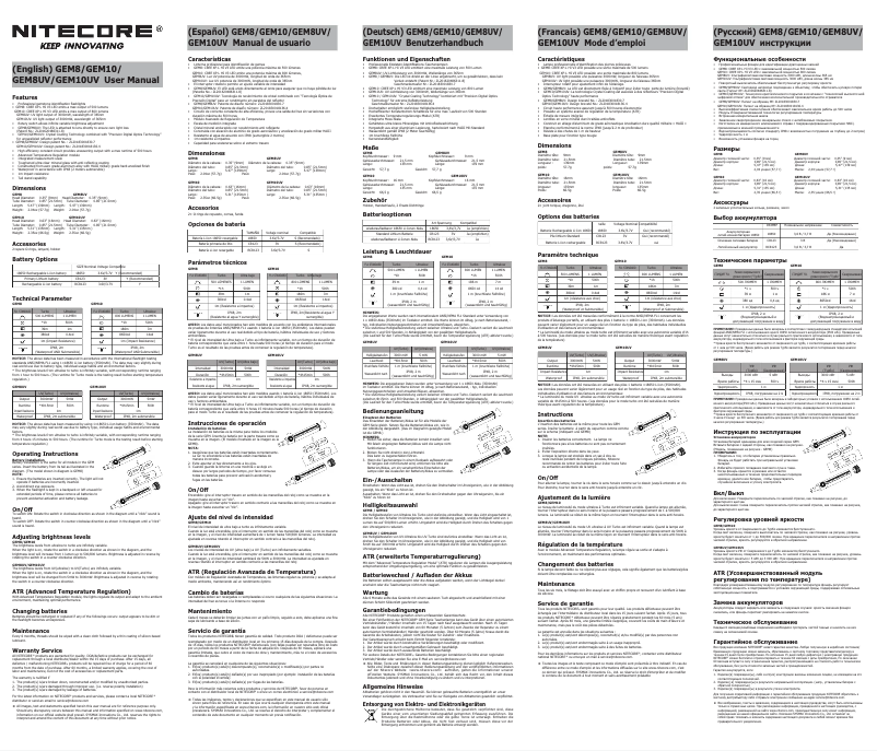 Page n°1 - Manuel utilisateur Nitecore GEM10UV