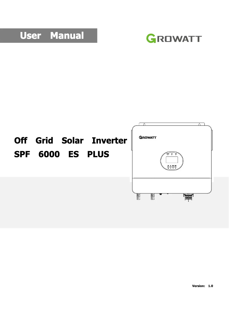 Page 1 de la notice Manuel utilisateur Growatt SPF6000ES PLUS