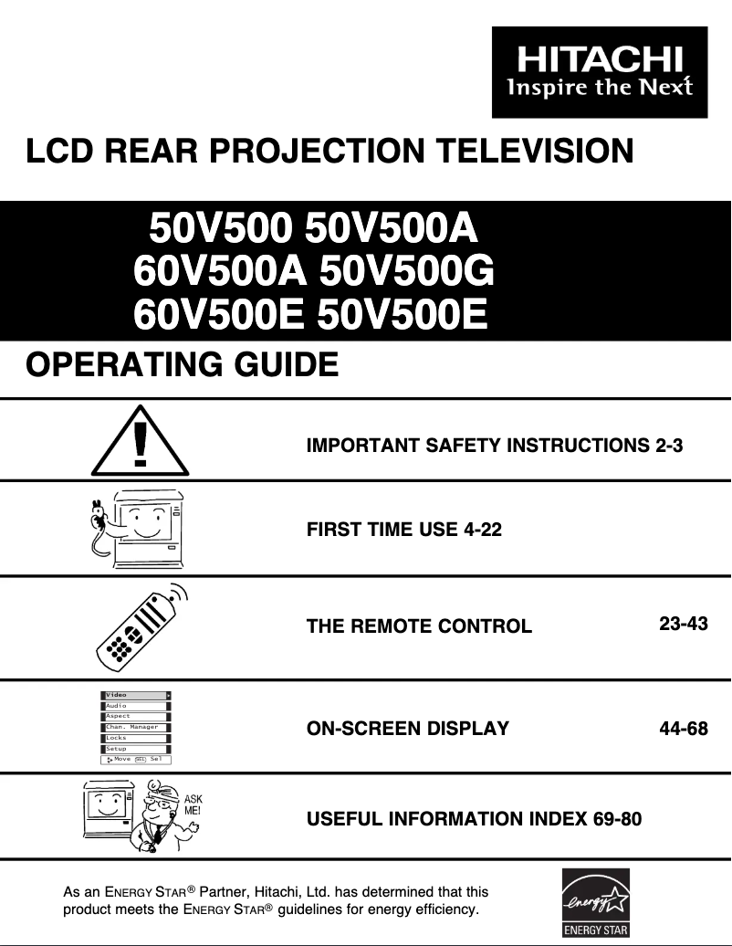 Page n°1 - Manuel utilisateur Hitachi 50V500G