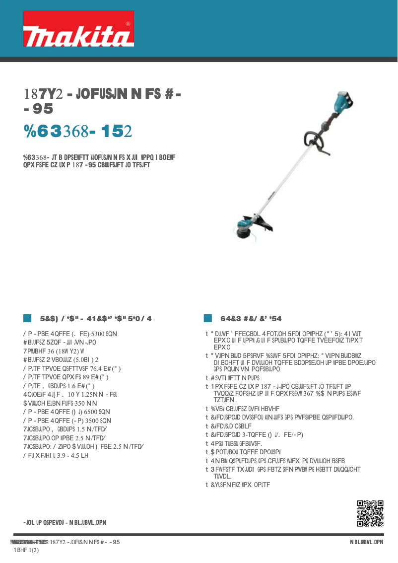 Page 1 de la notice Fiche technique Makita DUR368LPT2