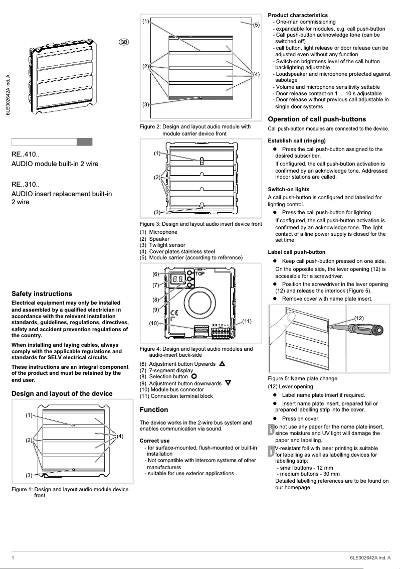 Page 1 de la notice Manuel utilisateur Hager REN410X