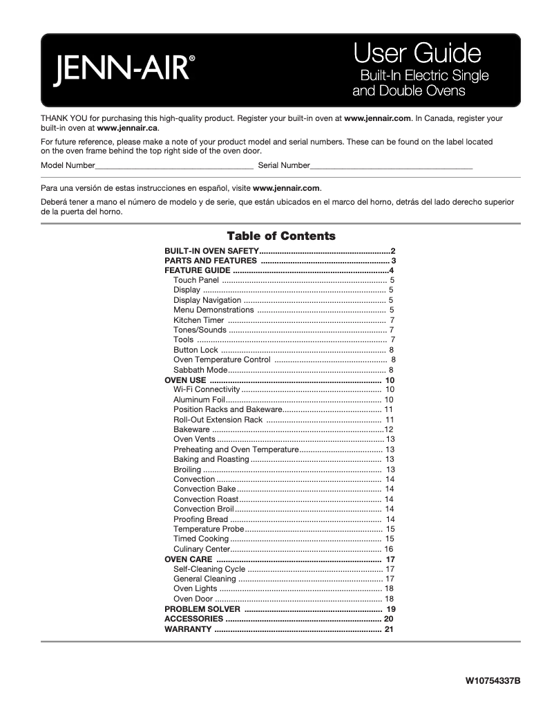 Page 1 de la notice Manuel utilisateur JennAir JJW3830DB
