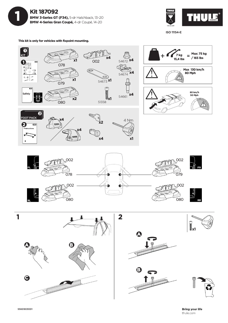 Page 1 de la notice Manuel utilisateur Thule Kit 187092
