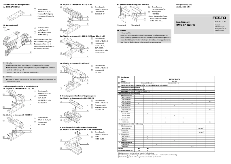 Page 1 de la notice Manuel utilisateur Festo HMVM-LP-DL25/40
