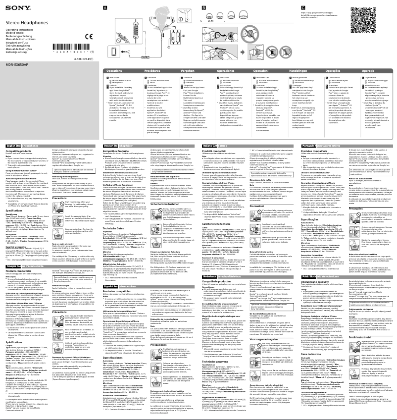 Image de la première page du manuel de l'appareil MDR-EX650APB