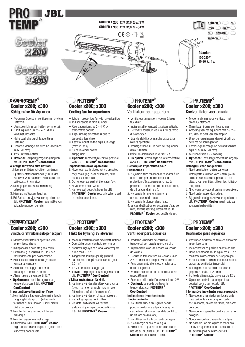 Page 1 de la notice Manuel utilisateur JBL Pro Temp Cooler x300
